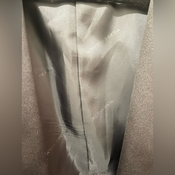 PIERRE BALMAIN suit jacket blazer black with satin lapel wool 46R - Picture 6 of 9